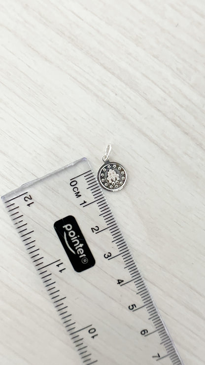 Dije Virgen de la Milagrosa 1cm Doble Cara Redonda - Plata 925
