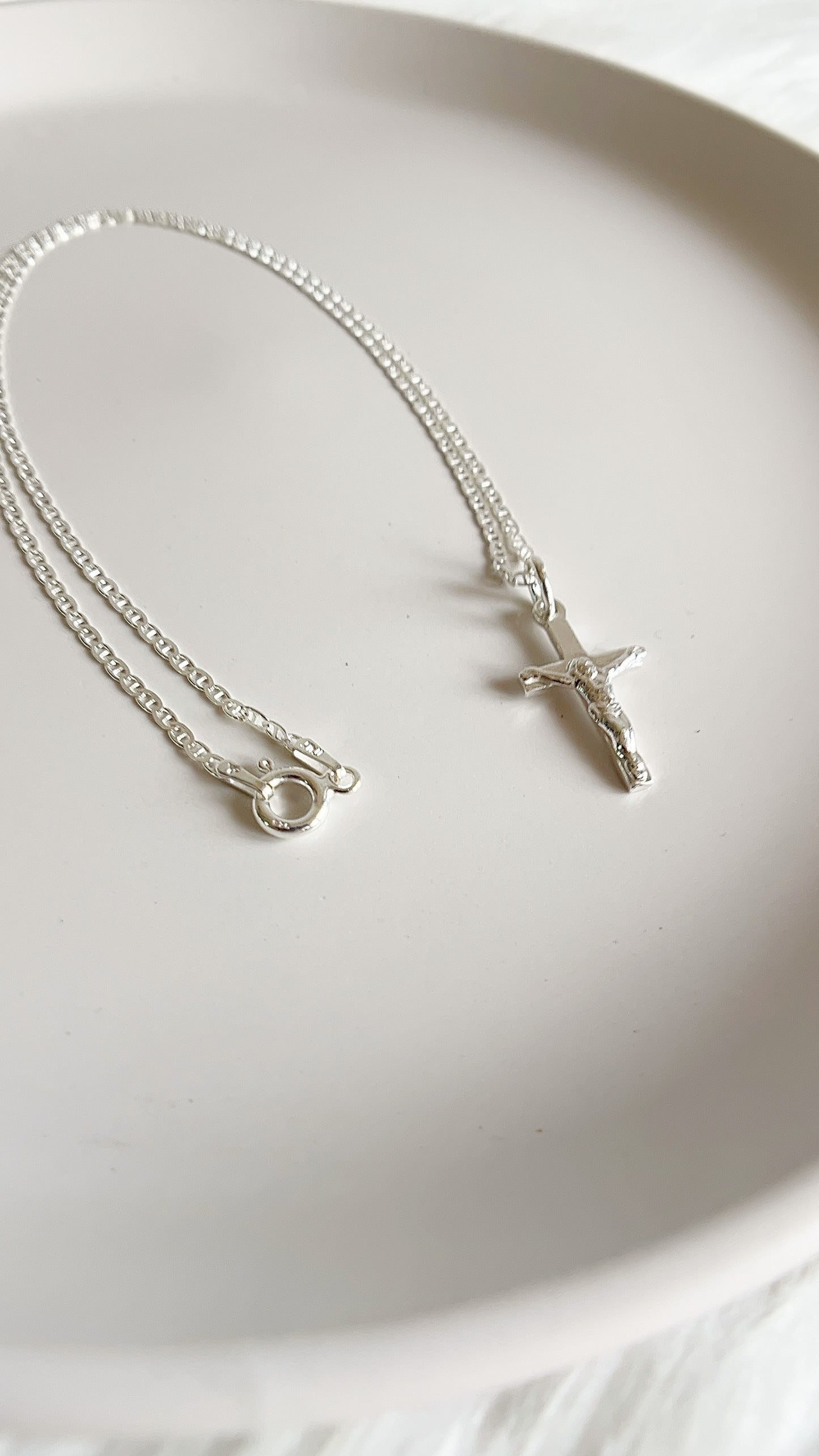 Cadena 40cm con Cristo 2cm- Plata 925