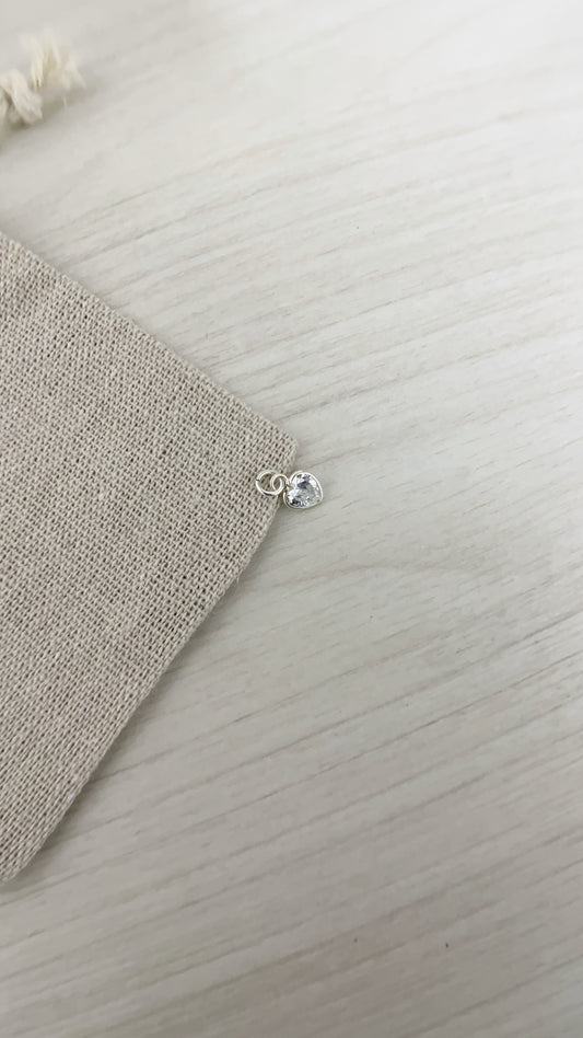 Dije Corazón Cristal 7mm - Plata 925