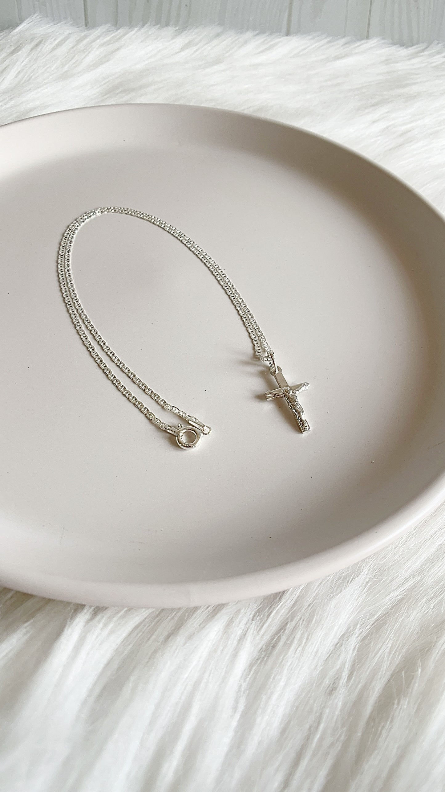 Cadena 40cm con Cristo 2cm- Plata 925