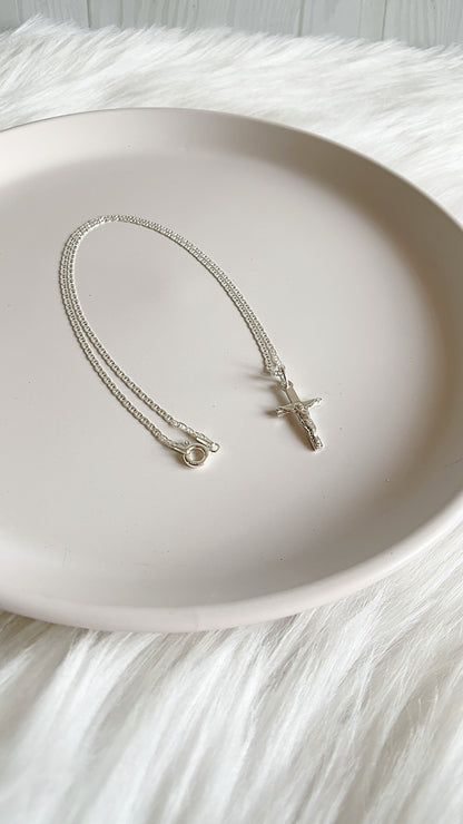 Cadena 40cm con Cristo 2cm- Plata 925