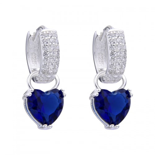 Argollas Dijes Corazon Azul 1cm - Plata 925