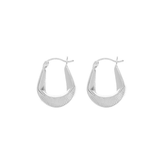 Argollas Elegantes Rayadas Cierre Italiano 1,6cm Plata 925