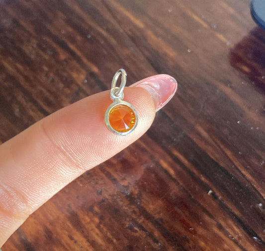 Dije Cristal Naranja Plata 925