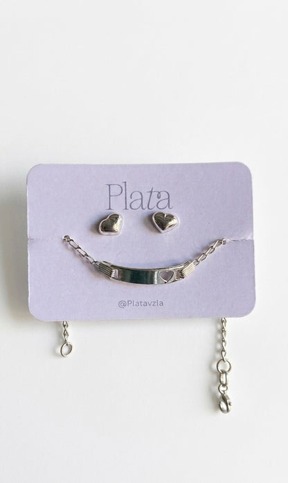 Set Zarcillos + Esclava 12,8cm - Plata 925