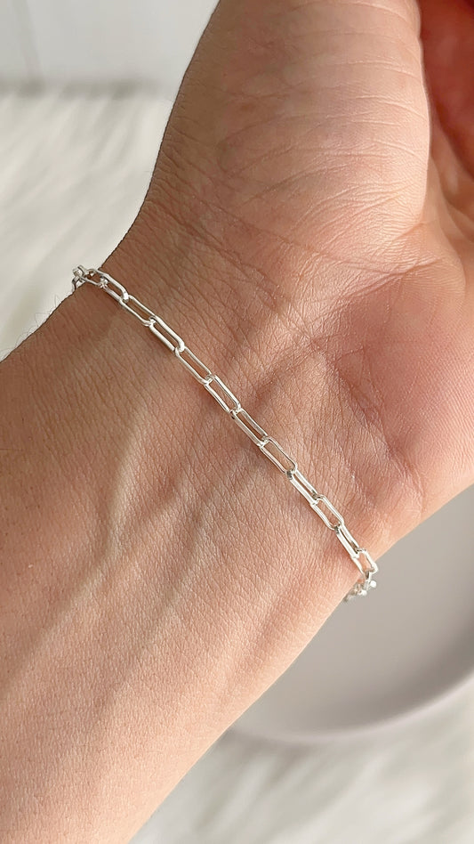 Pulsera Tejido Paper Clip 19cm - Plata 925