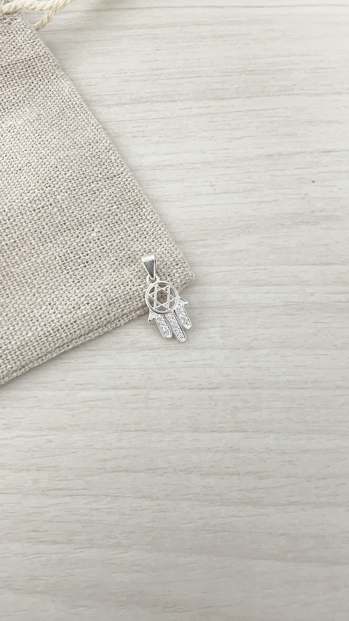 Dije Mano de Fátima con Estrella de David 1,5cm - Plata 925