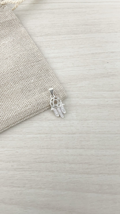 Dije Mano de Fátima con Estrella de David 1,5cm - Plata 925