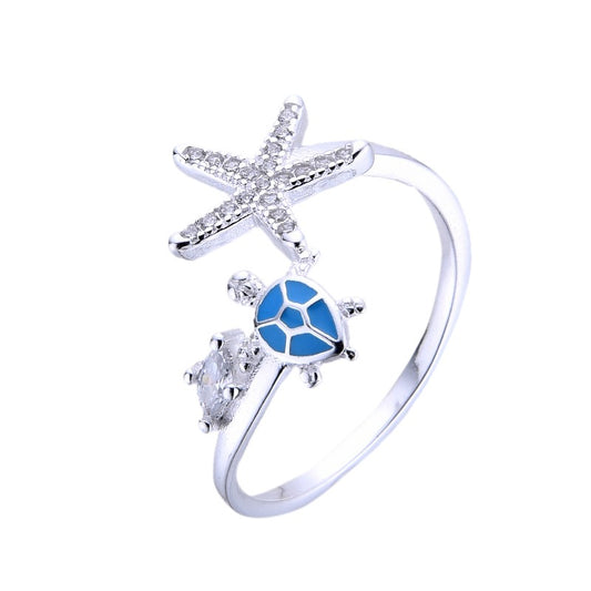 Anillo Tortuga y Estrella Plata 925