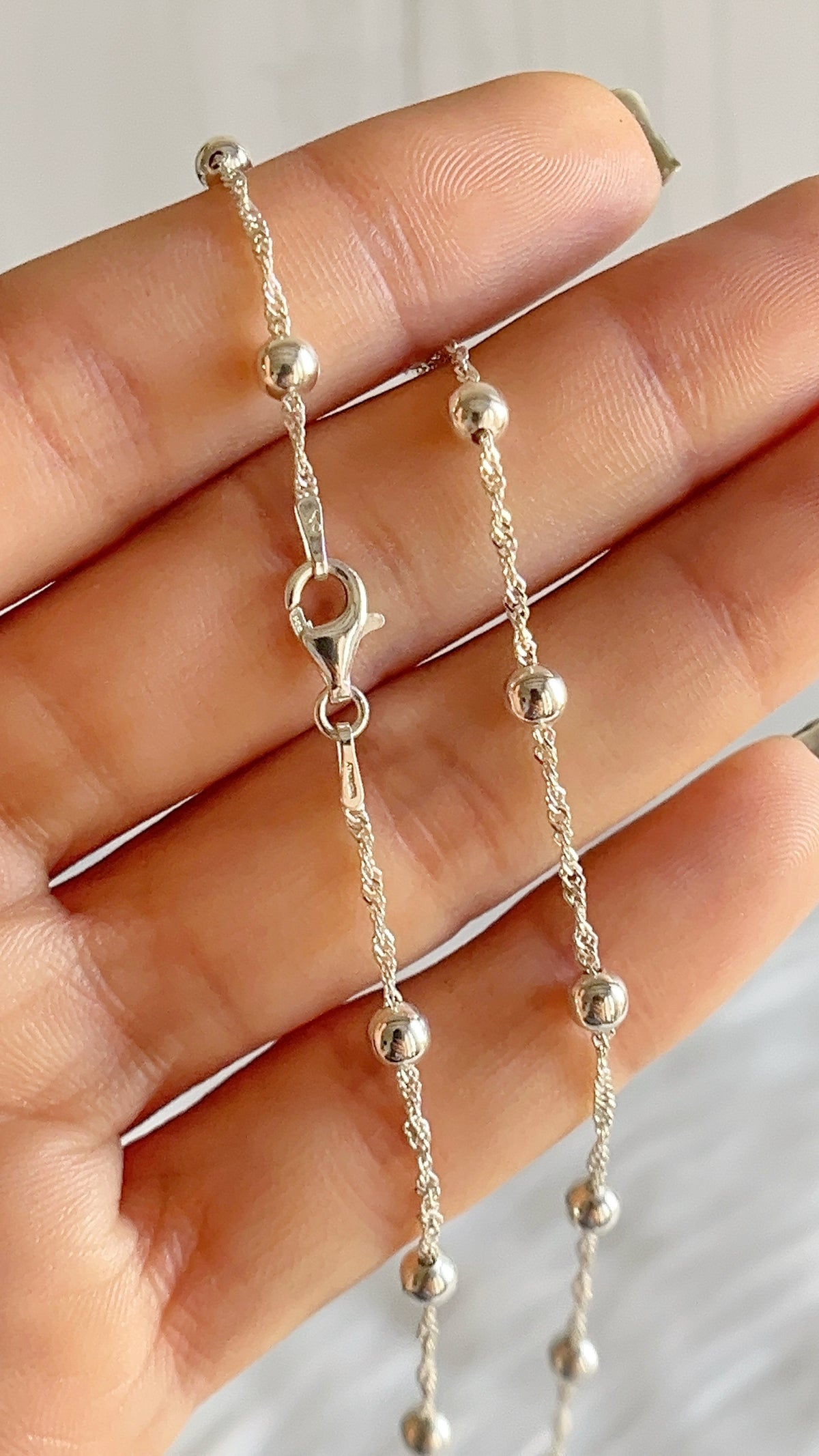 Cadena Singapur con Bolita Lisa 4mm - 40cm - Plata 925