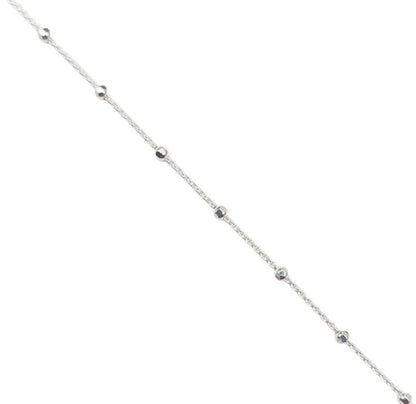 Pulsera Tejido Forzatina con Bolitas Diamantadas 2.5mm 1x1 15mm - 20cm - Plata 925