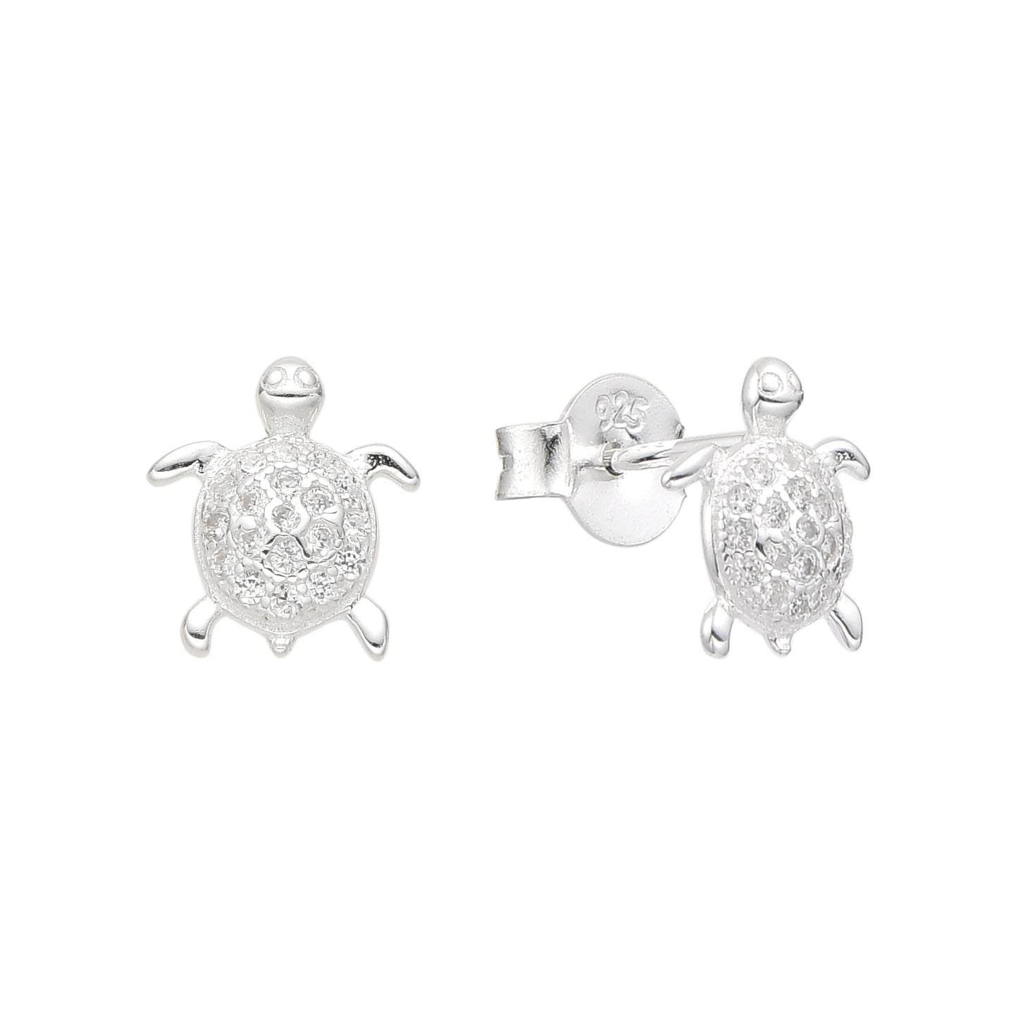 Zarcillos Tortugas Brillantes - Plata 925