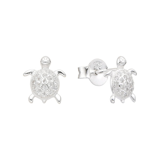Zarcillos Tortugas Brillantes - Plata 925