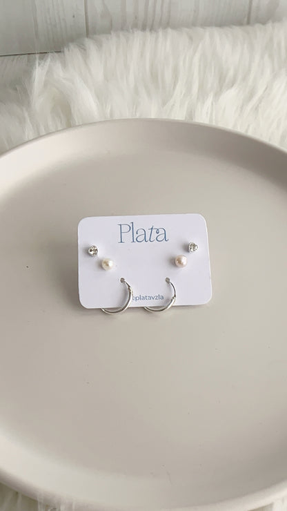 Set Zarcillos y Argollas 1,4cm - Plata 925