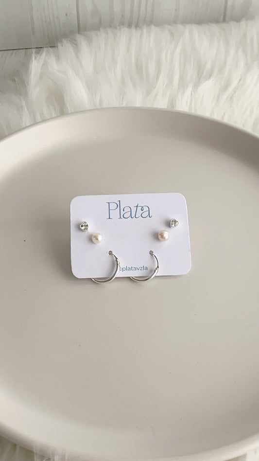 Set Zarcillos y Argollas 1,4cm - Plata 925