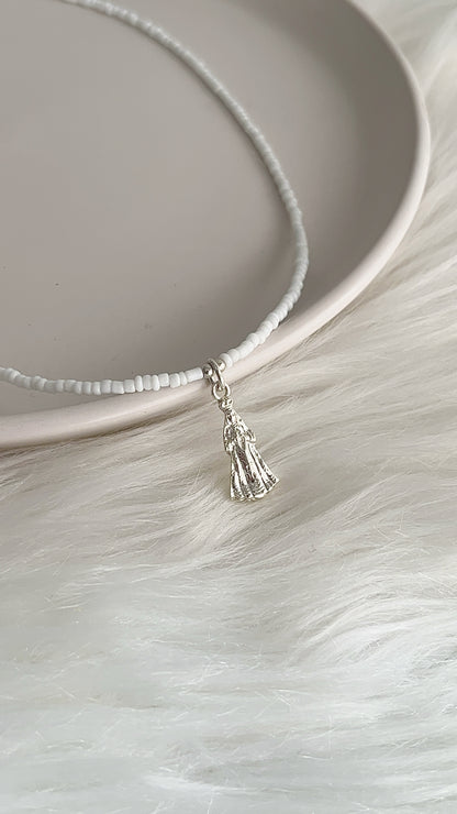 Gargantilla Mostacilla 40cm  Virgen del Valle 2cm - Plata 925
