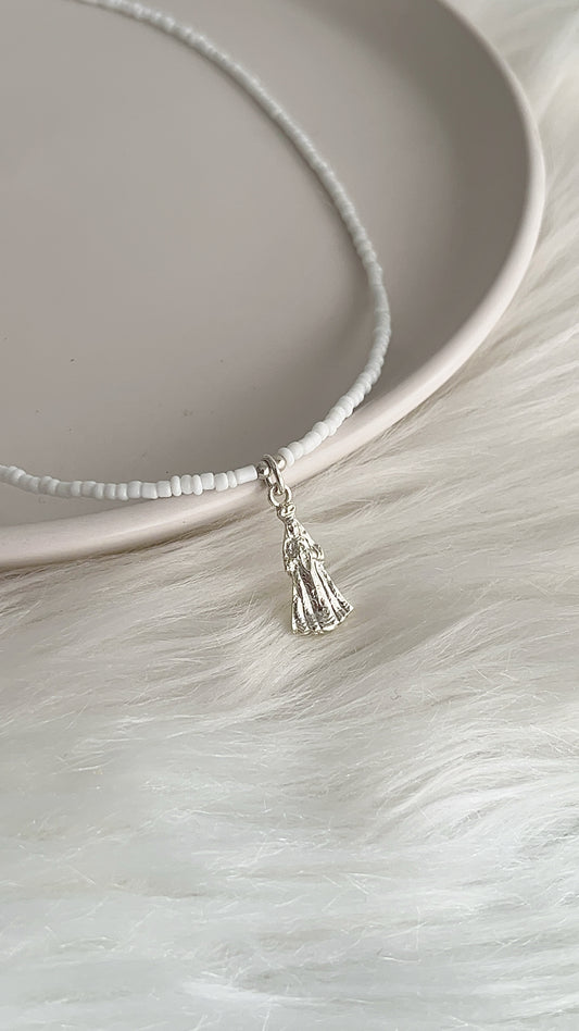 Gargantilla Mostacilla 40cm  Virgen del Valle 2cm - Plata 925