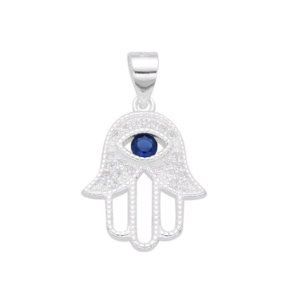 Dije Mano Fatima Cristal Azul 1,7cm - Plata 925