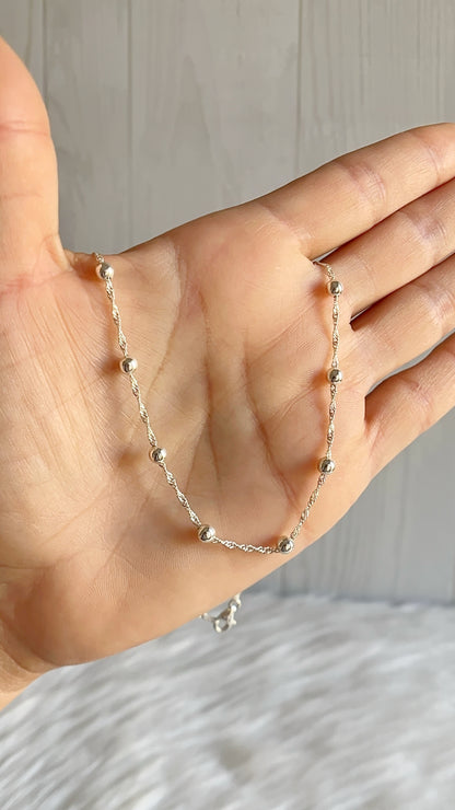 Cadena Singapur con Bolita Lisa 4mm - 40cm - Plata 925