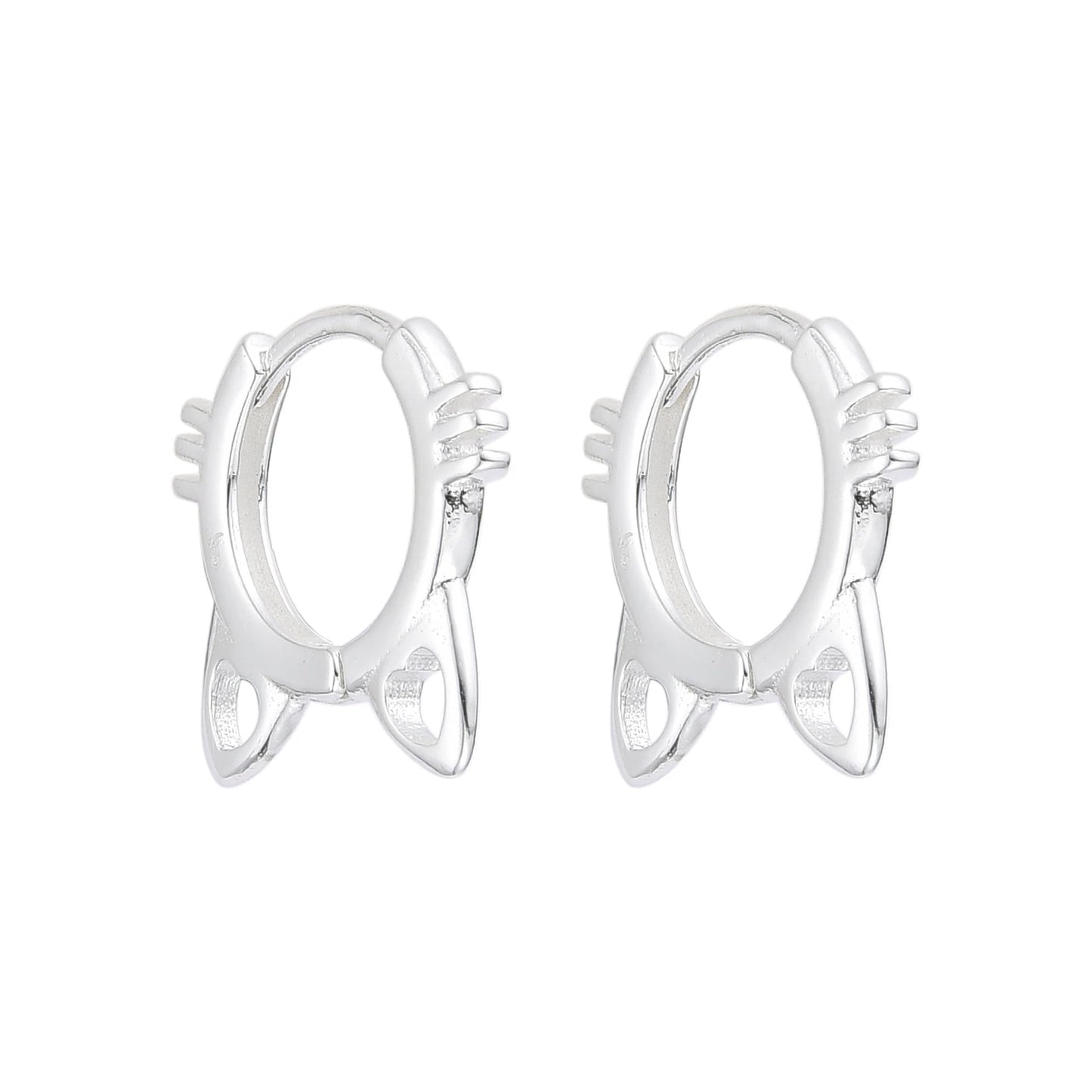 Argollas Gatos 1,2cm Plata 925