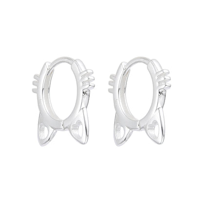 Argollas Gatos 1,2cm - Plata 925