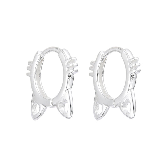 Argollas Gatos 1,2cm Plata 925