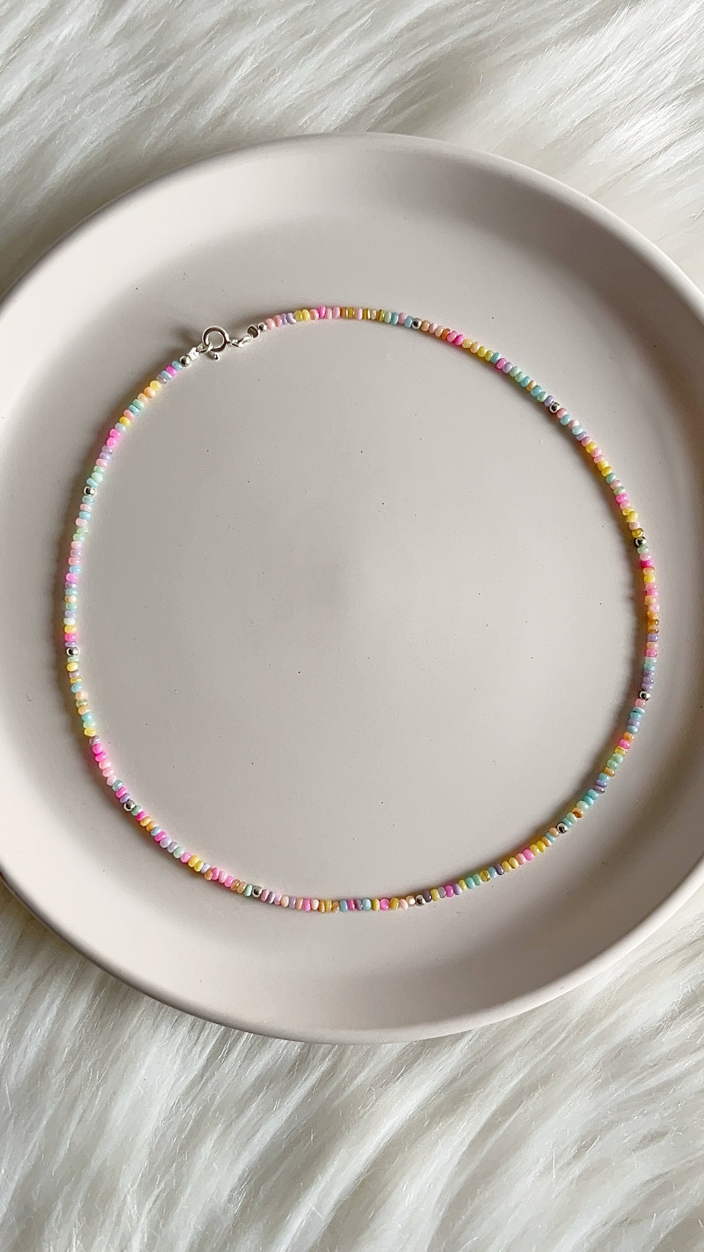 Gargantilla Nacar Pulido y Balines 2.5mm - 40cm - Plata 925