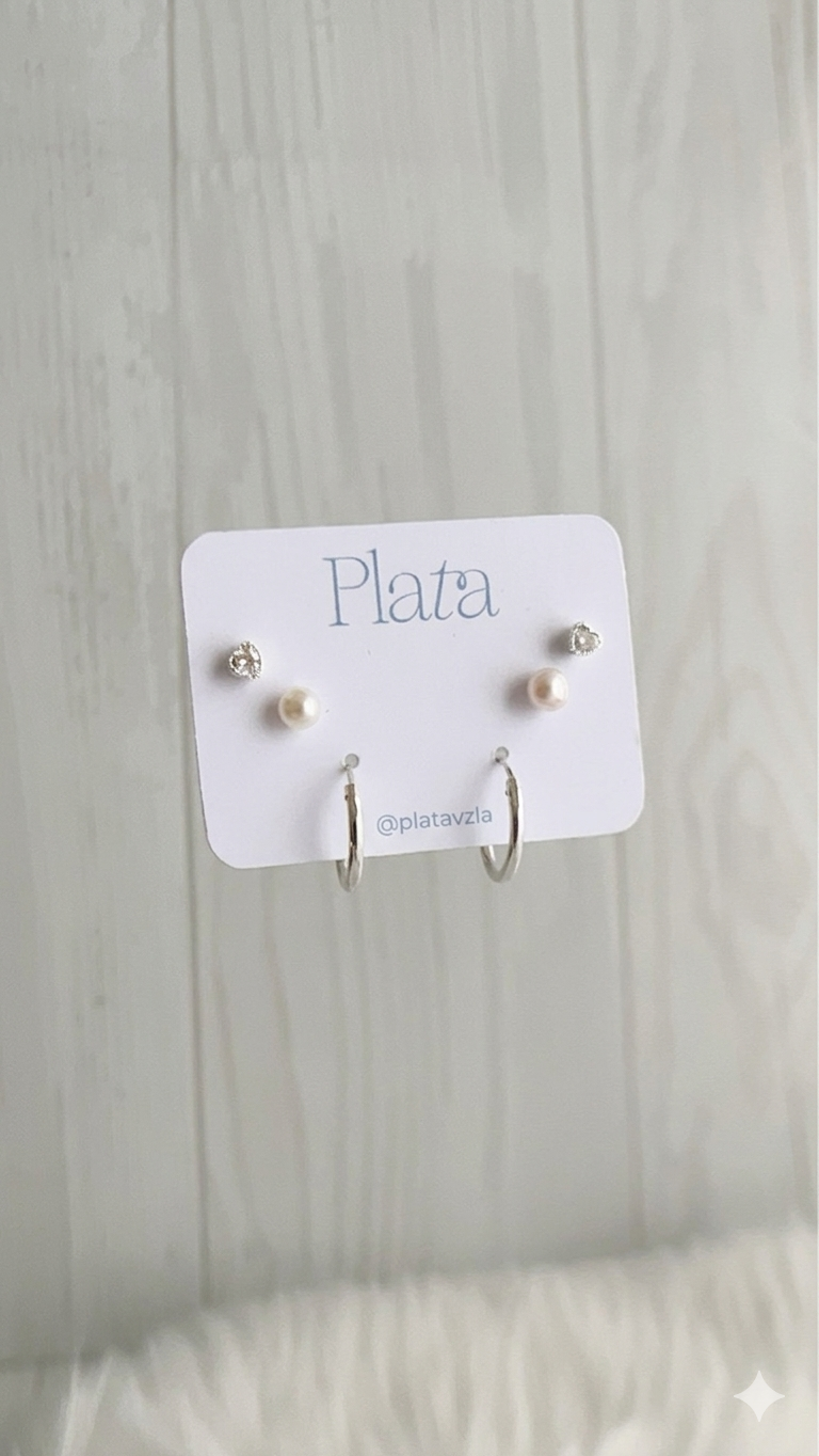 Set Zarcillos y Argollas 1,4cm - Plata 925