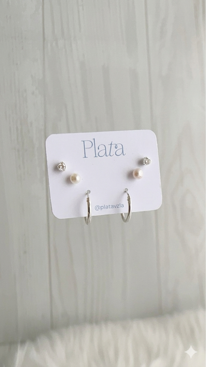 Set Zarcillos y Argollas 1,4cm - Plata 925