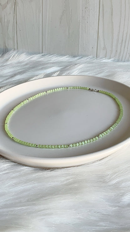 Gargantilla Piedra Ojo de Gato y Balines 2.2mm - 42cm - Plata 925