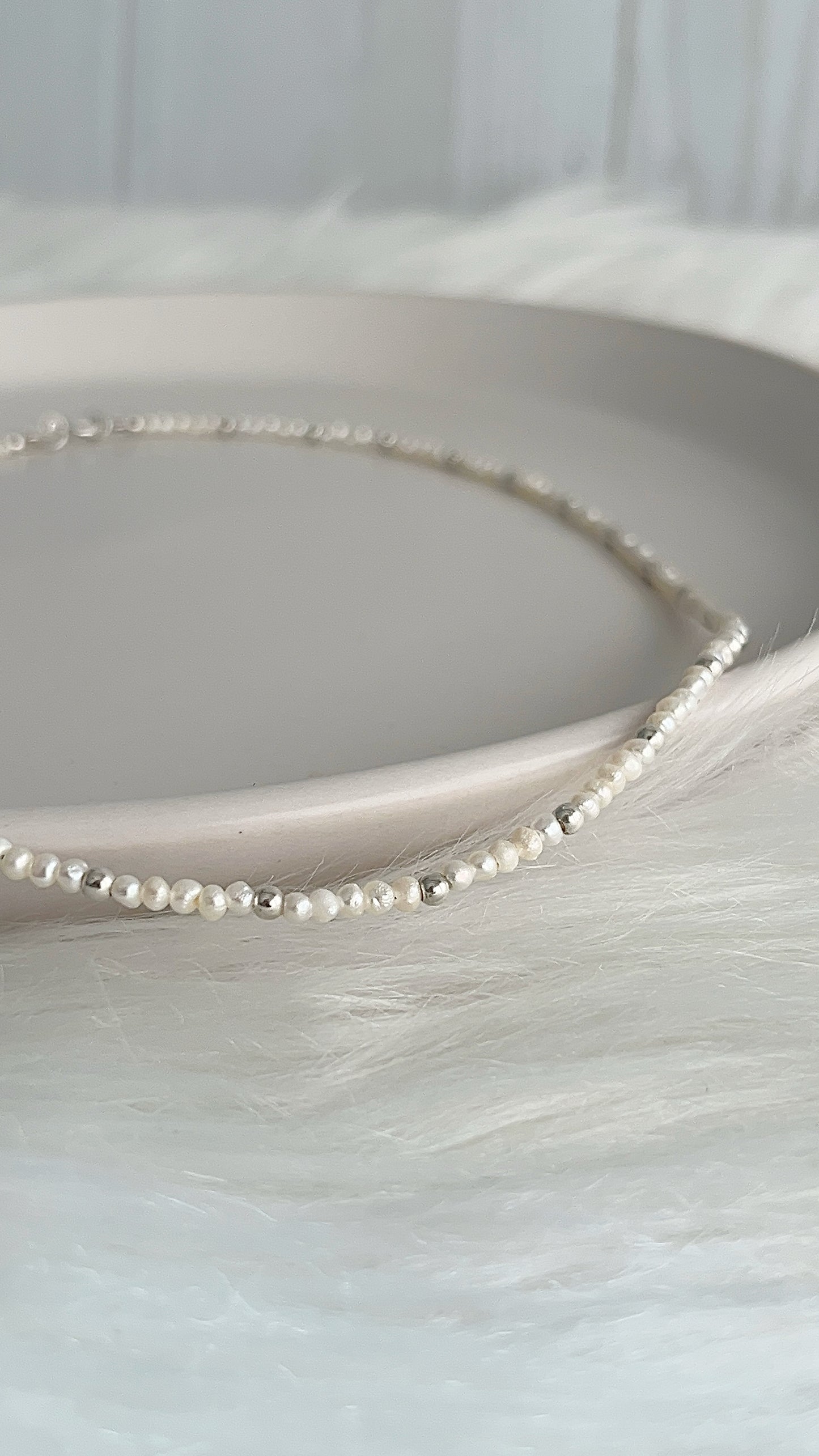 Gargantilla Perlas Cultivada y Balines 2.5mm - 42cm - Plata 925