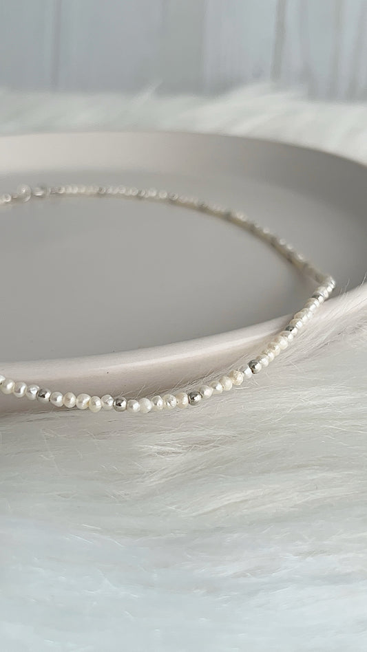 Gargantilla Perlas Cultivada y Balines 2.5mm - 42cm - Plata 925