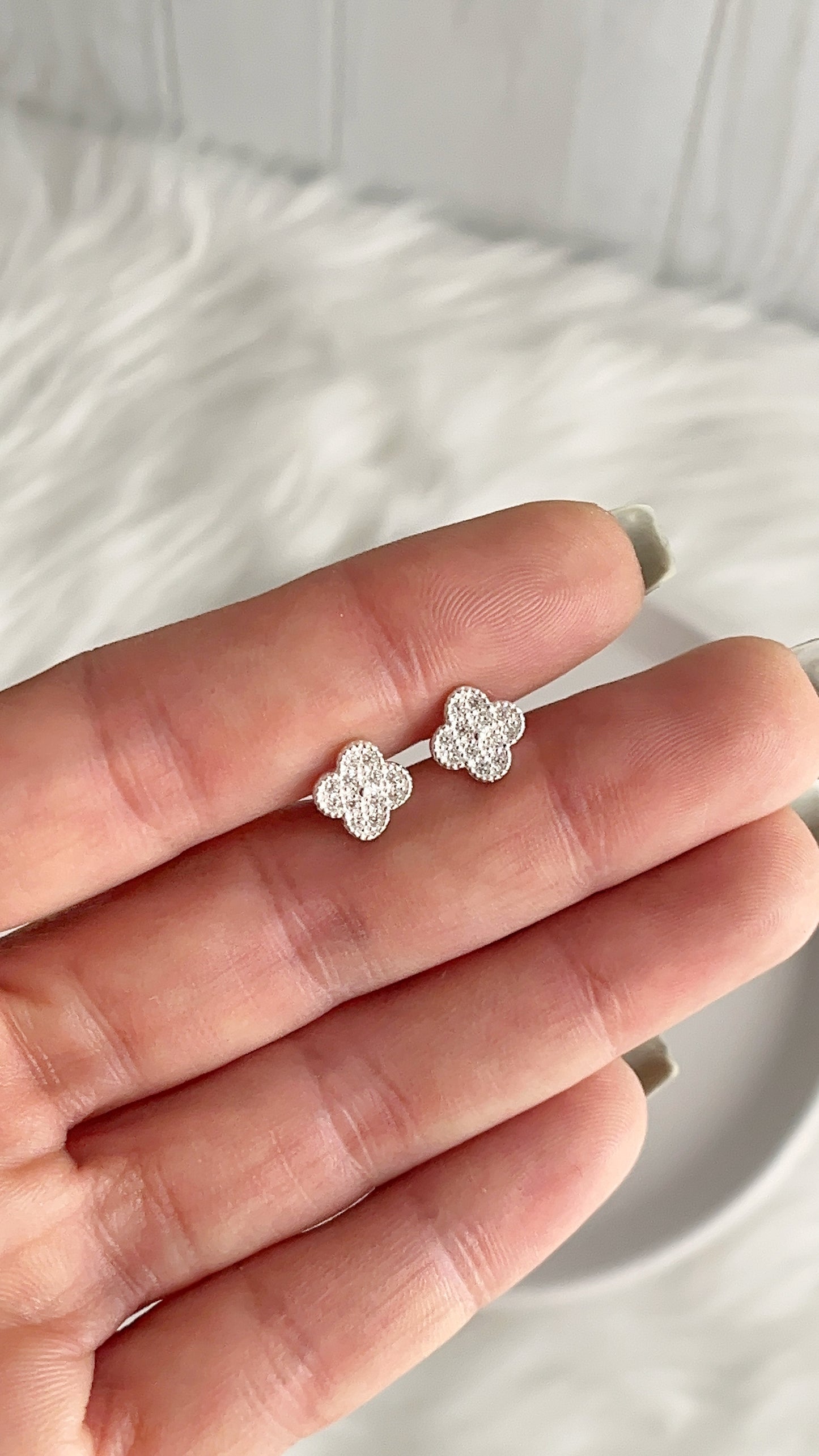 Zarcillos Flores 9mm - Plata 925