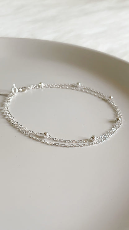 Pulsera  Doble 20cm Ajustable - Plata 925