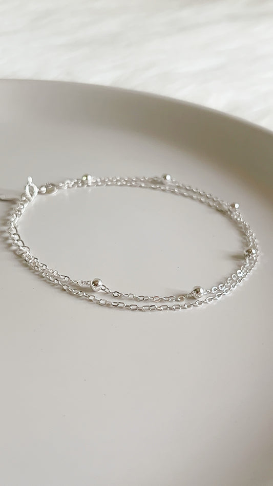 Pulsera  Doble 20cm Ajustable - Plata 925