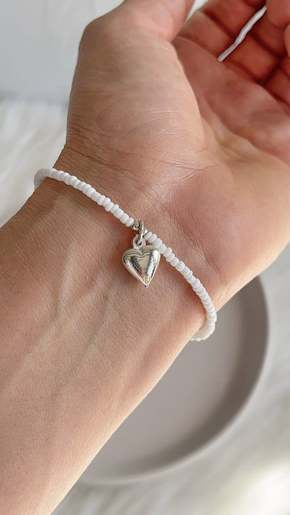 Pulsera Mostacillas, Mano de Fatima y Balines - 19cm - Plata 925
