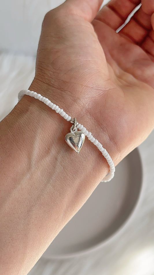 Pulsera Mostacillas, Mano de Fatima y Balines - 19cm - Plata 925