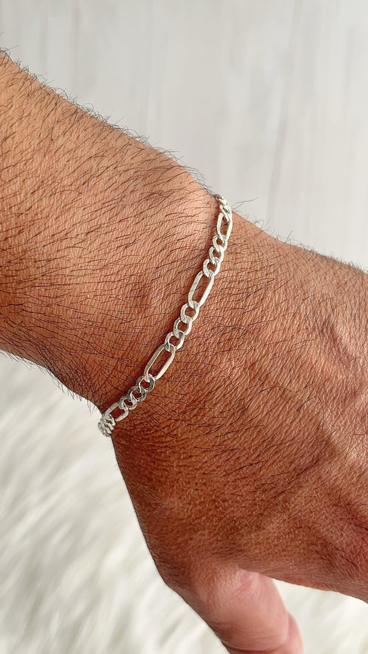 Pulsera Fígaro Hueca 21cm - Plata 925