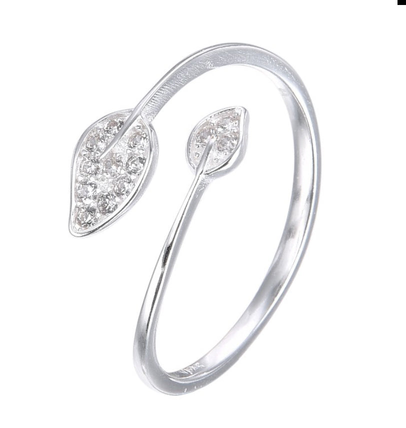 Anillos 2 Hojas Ajustable Plata 925