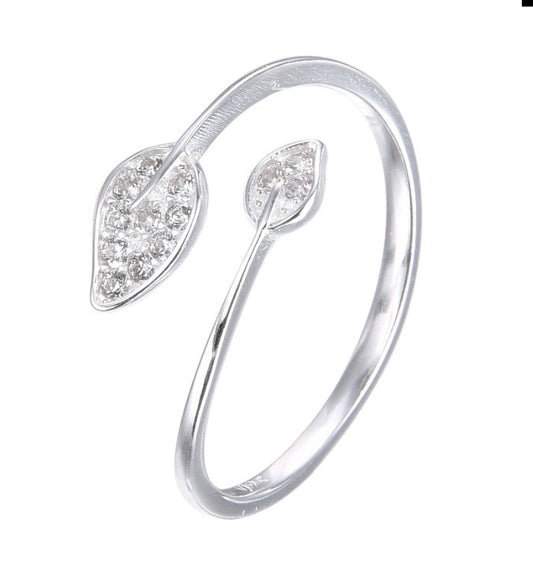 Anillos 2 Hojas Ajustable Plata 925