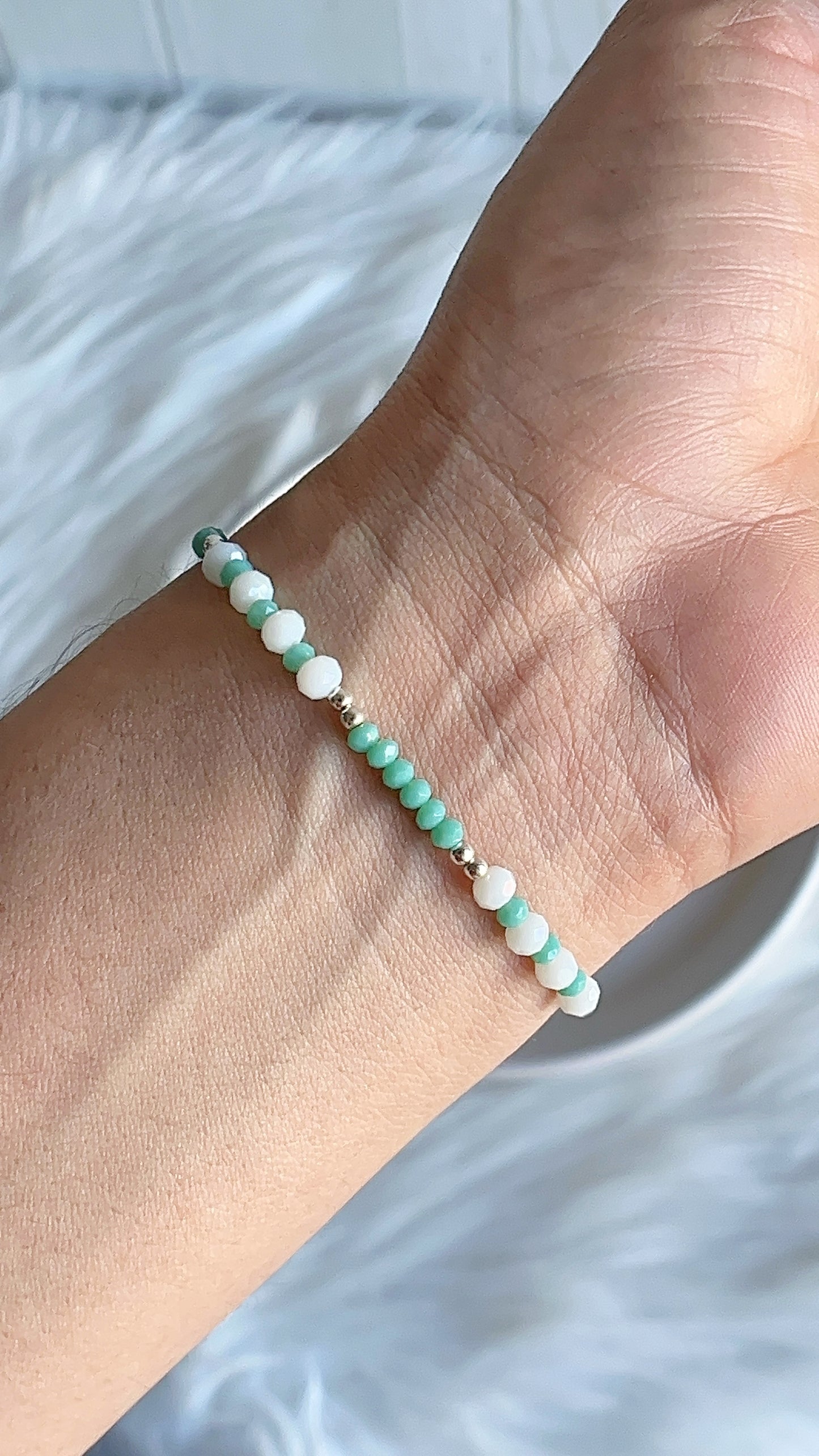 Pulsera Cristales y Balines 17cm - Plata 925
