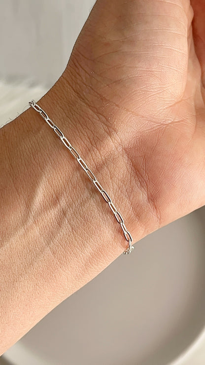 Pulsera Paper Clip Ajustable 20cm - Plata 925