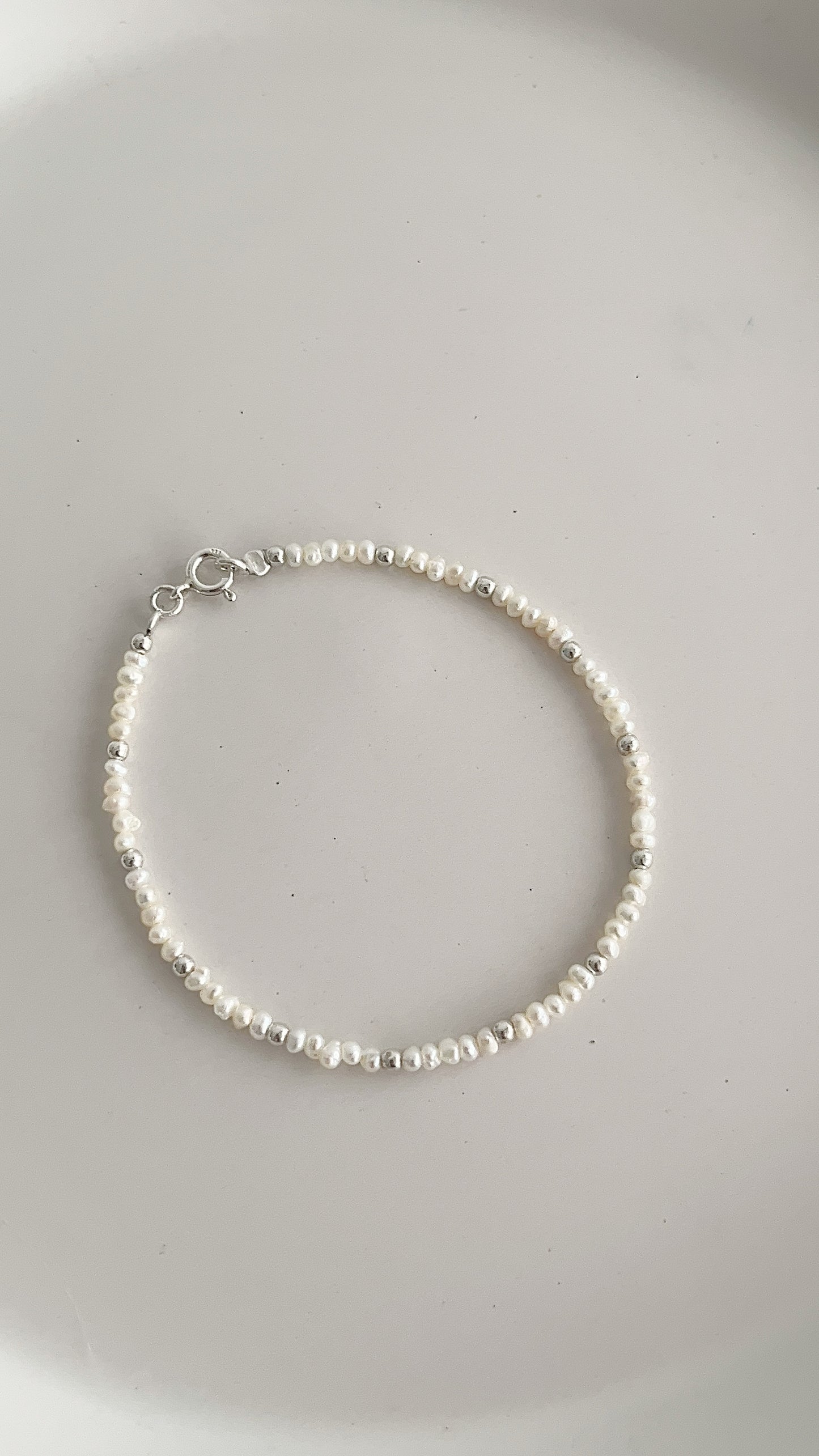 Pulsera Perlas Cultivada y Balines 2.5mm - 18cm Plata 925