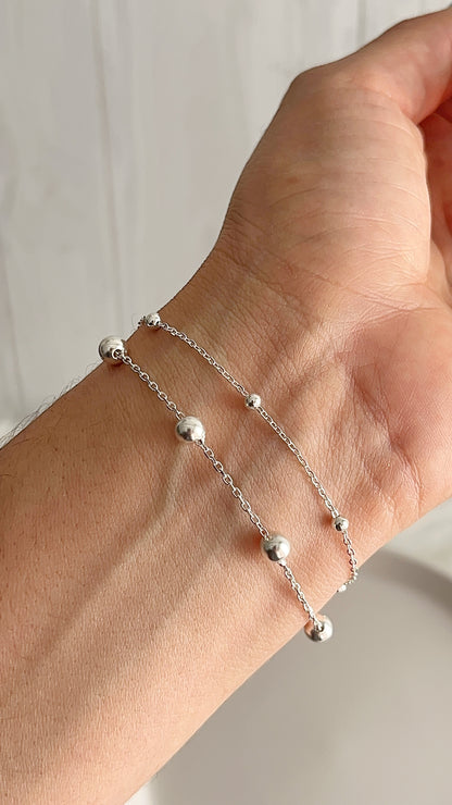 Pulsera Doble 20cm Ajustable - Plata 925