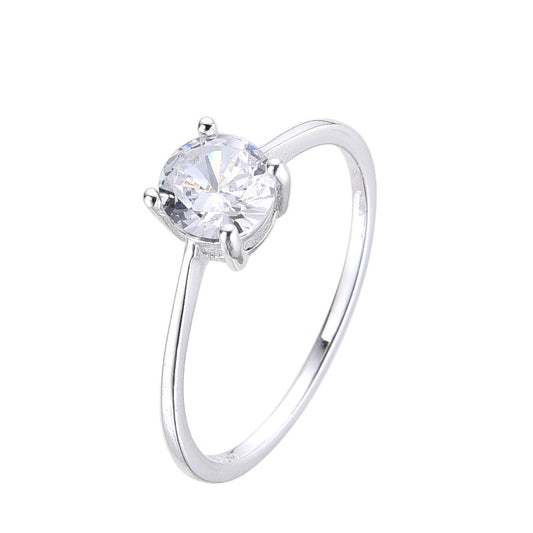 Anillo Solitario Cristal - Plata 925