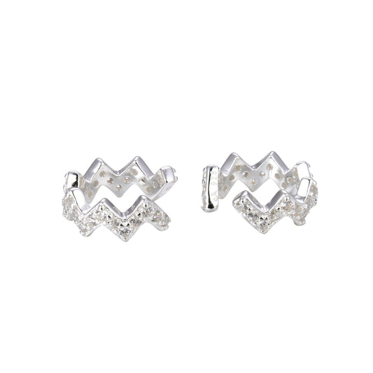 Ear Cuff Zic Zac Grueso Plata 925
