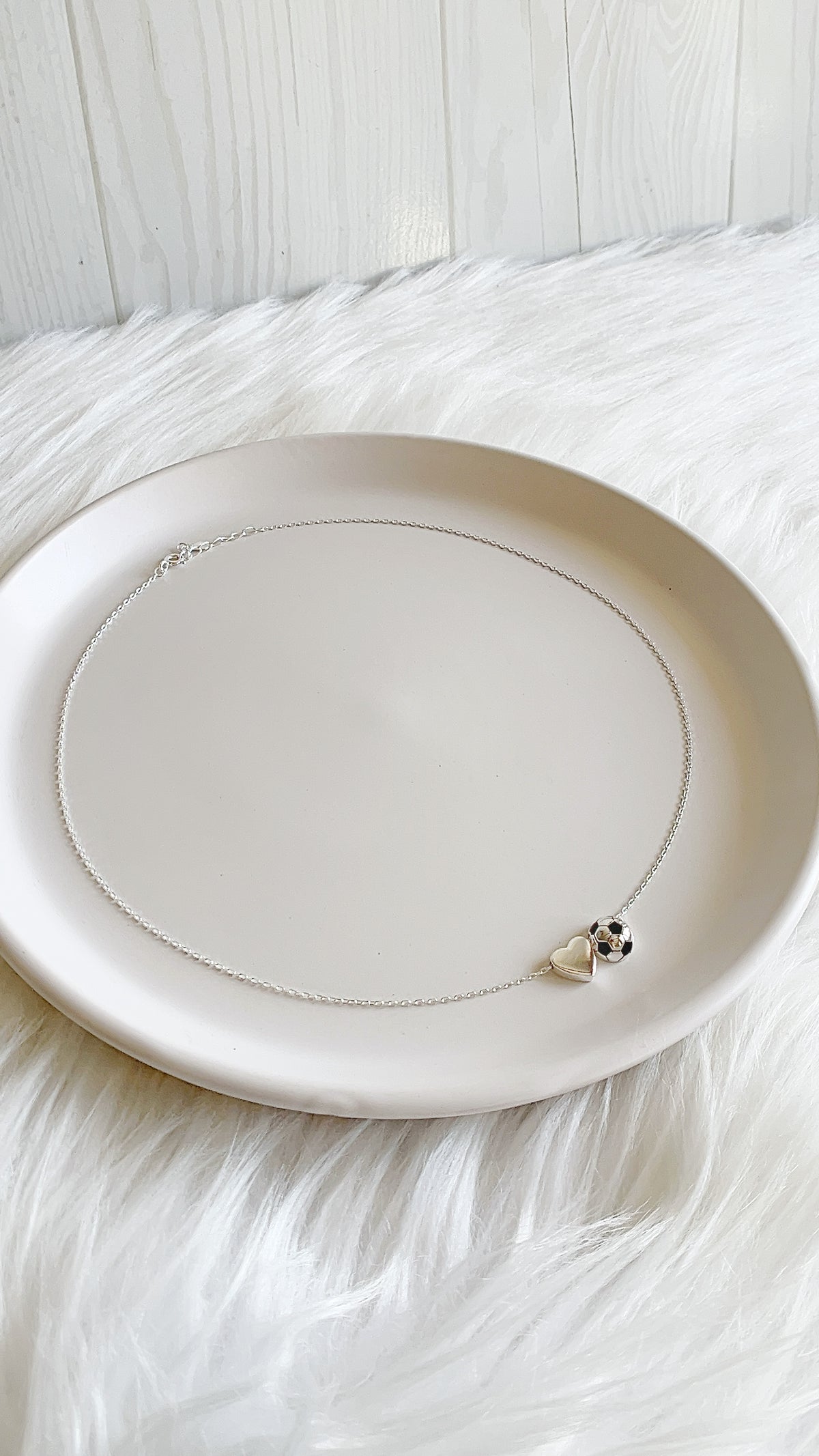 Gargantilla Corazon y Pelota 45cm Ajustable - Plata 925