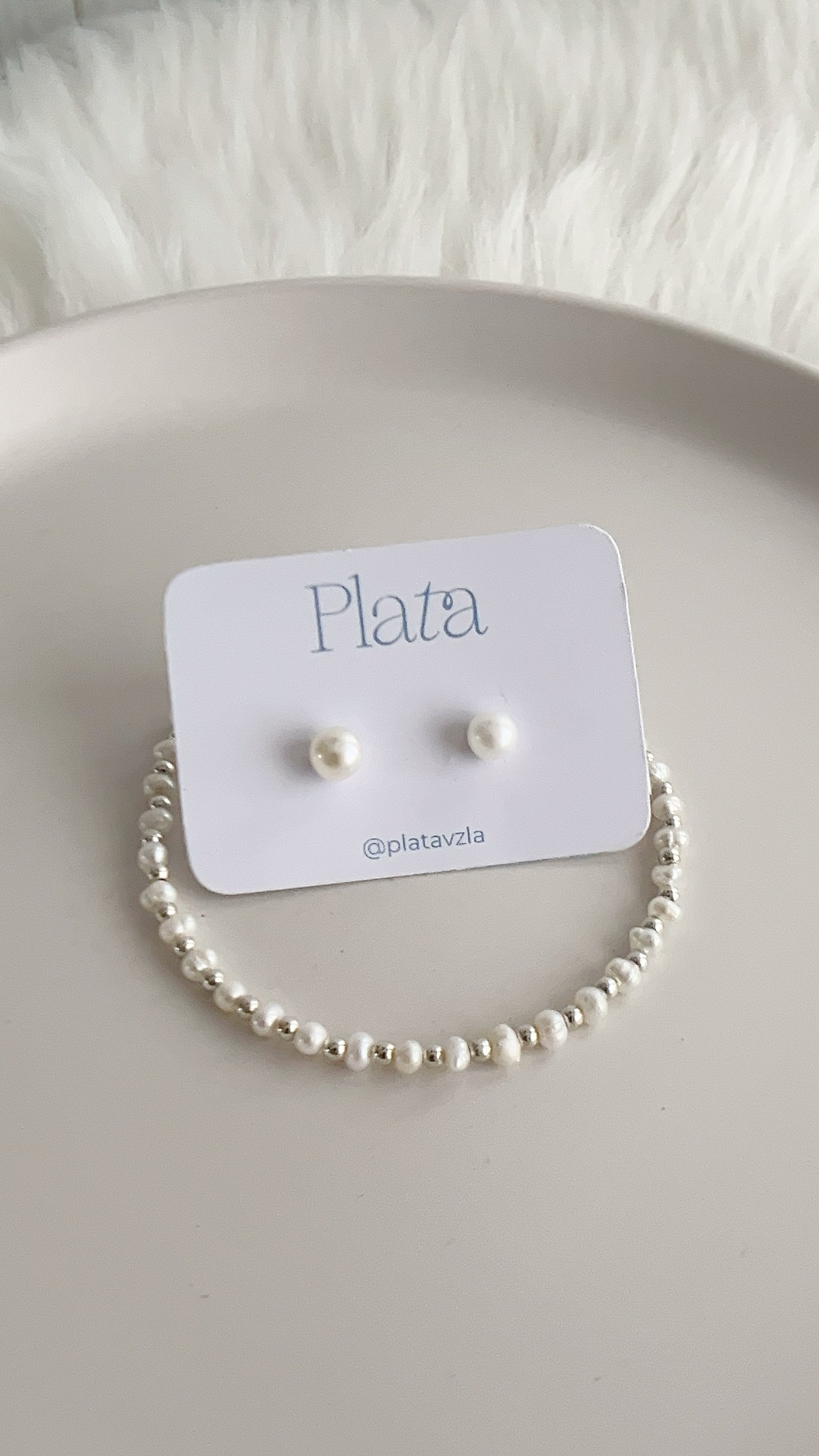 Set Pulsera y Zarcillos de Perlas - Plata 925