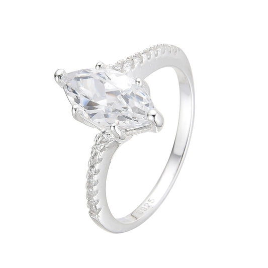 Anillo Cristal Alargado Plata 925