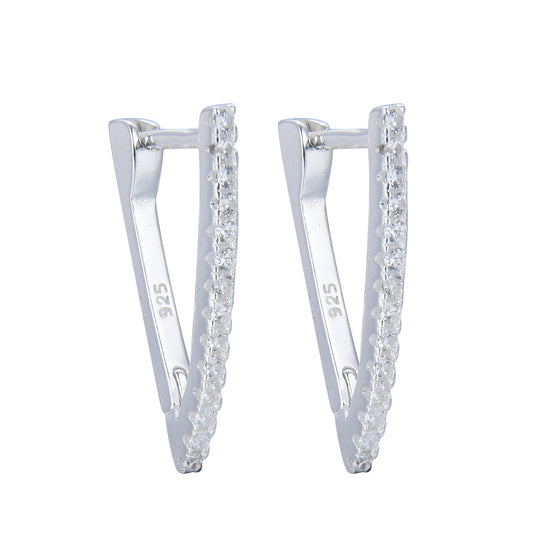 Argollas Triangulares Brillantes 2cm - Plata 925